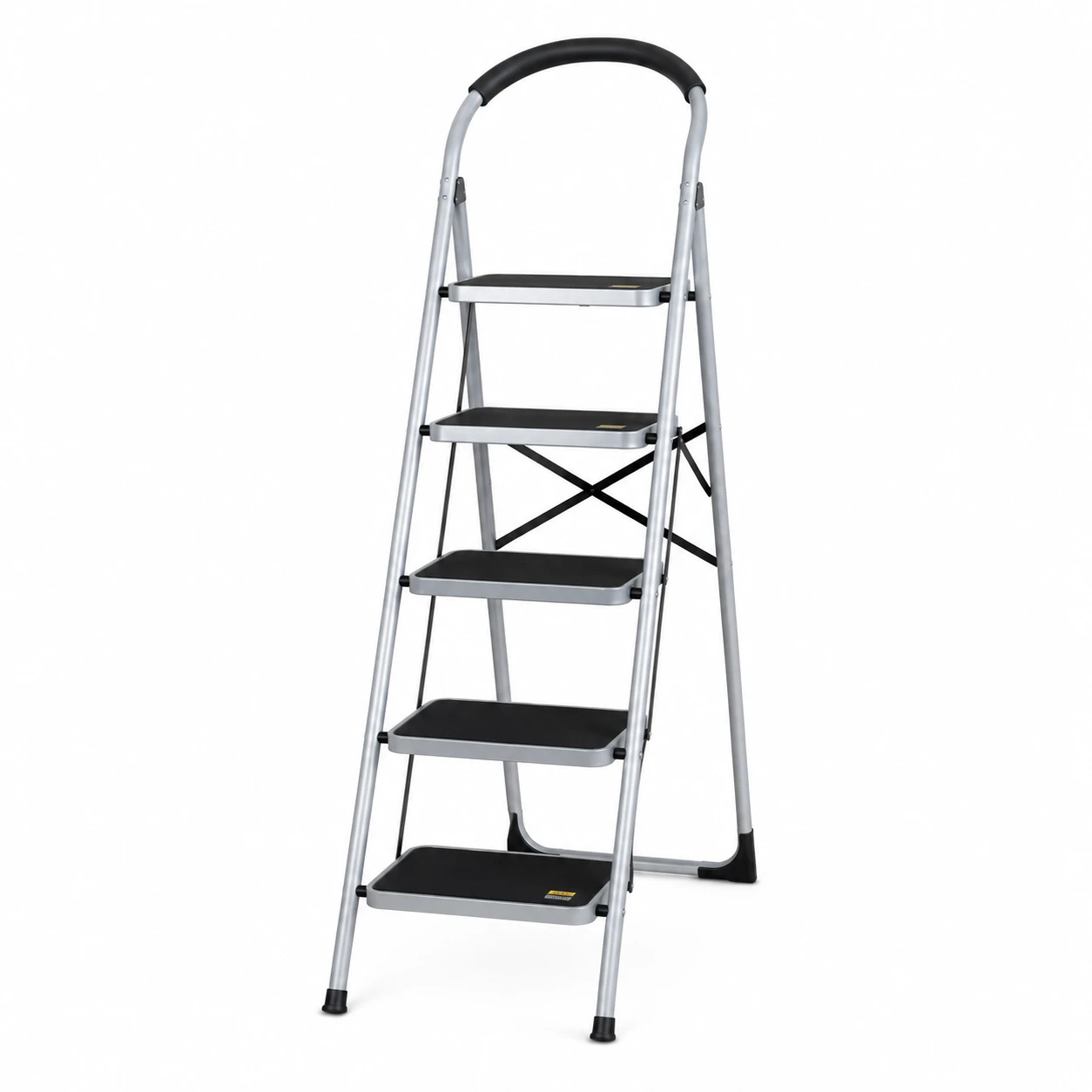 Wood Solution 5 Step Foldable Steel Ladder